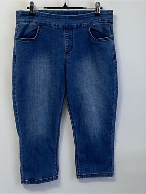 R Jeans Women’s Petite Cropped The Original Comfort Pull-On Jeans Blue